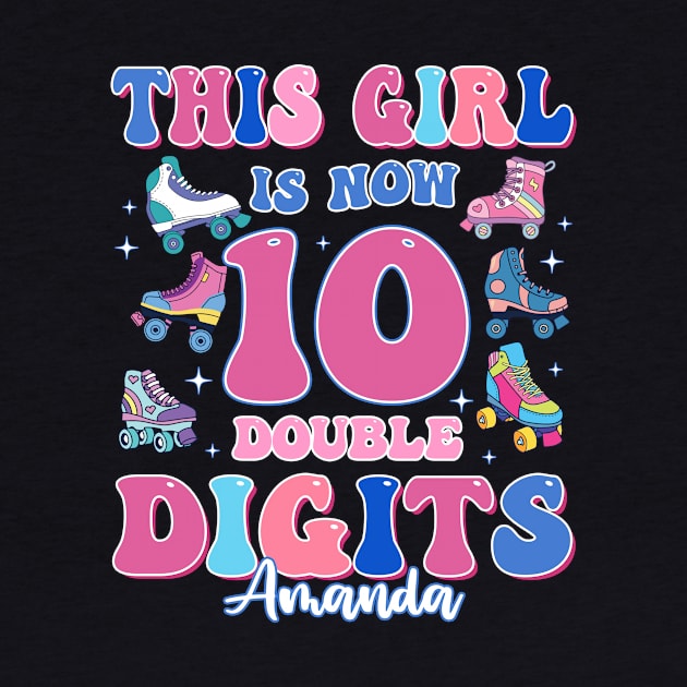 Double Digits 10 Birthday Tee Roller Birthday Tee Custom Birthday Girl Gift Rollin' into 10 by inksplashcreations